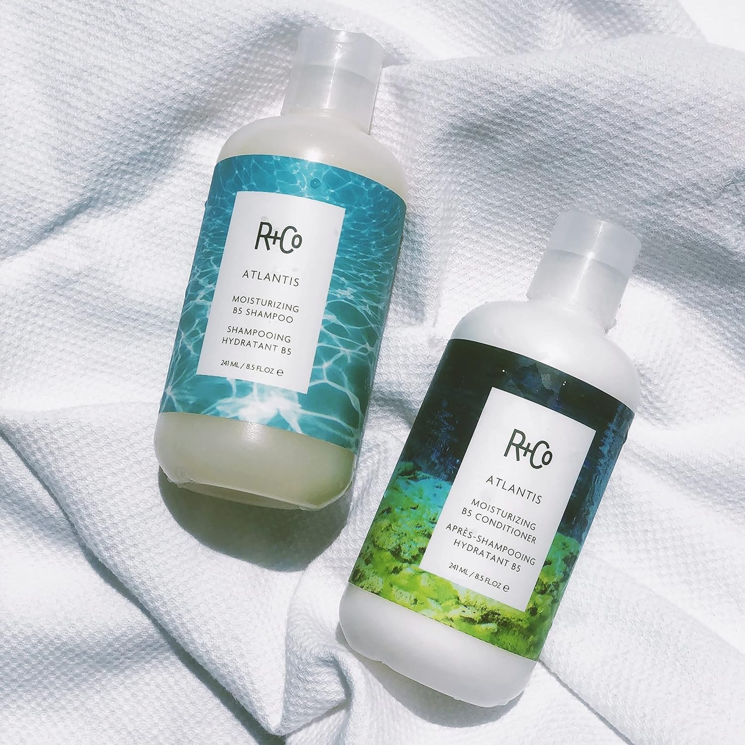 R+Co Atlantis hair close-up shows shine and softness.