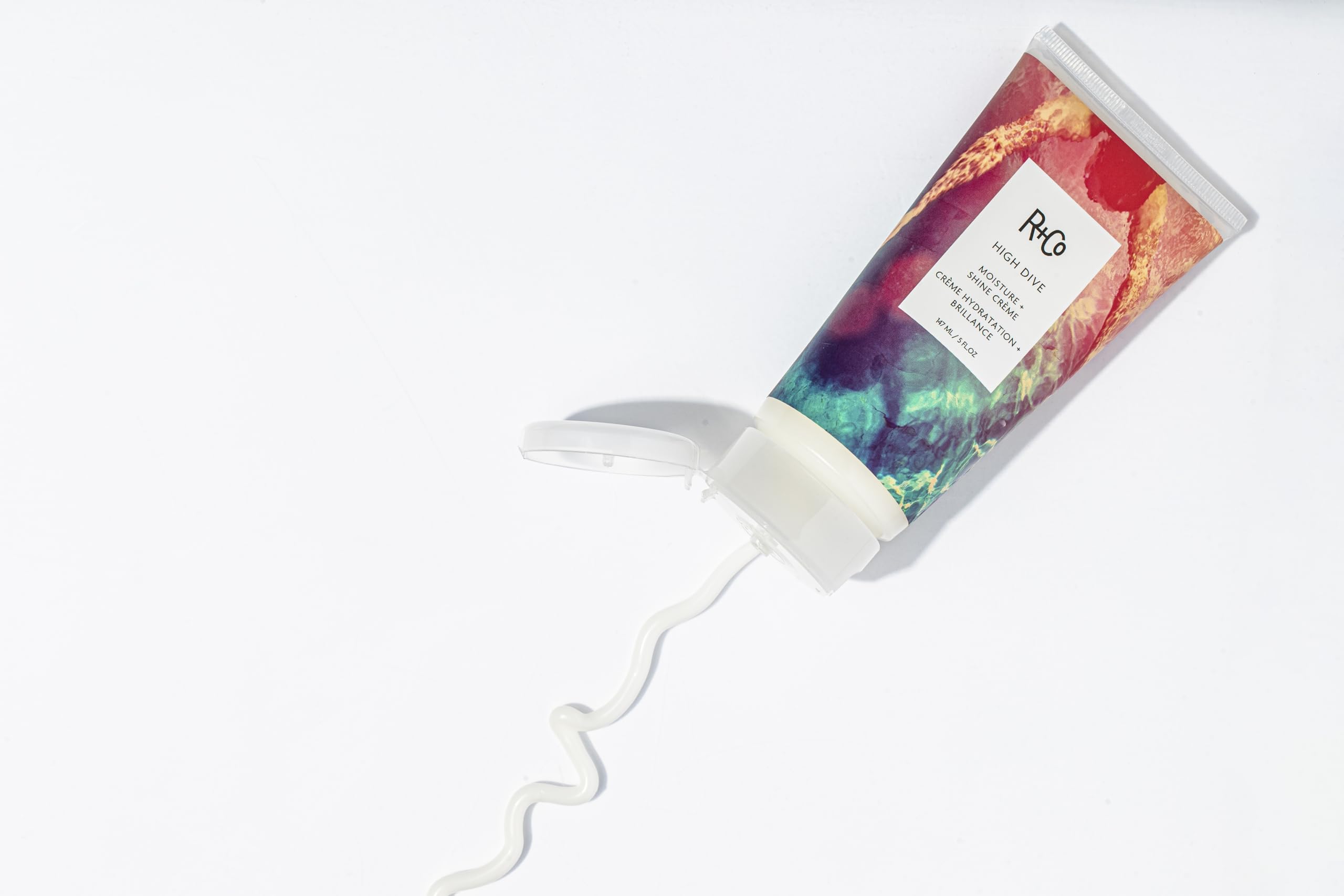 R+Co High Dive glow on styled strands after use.