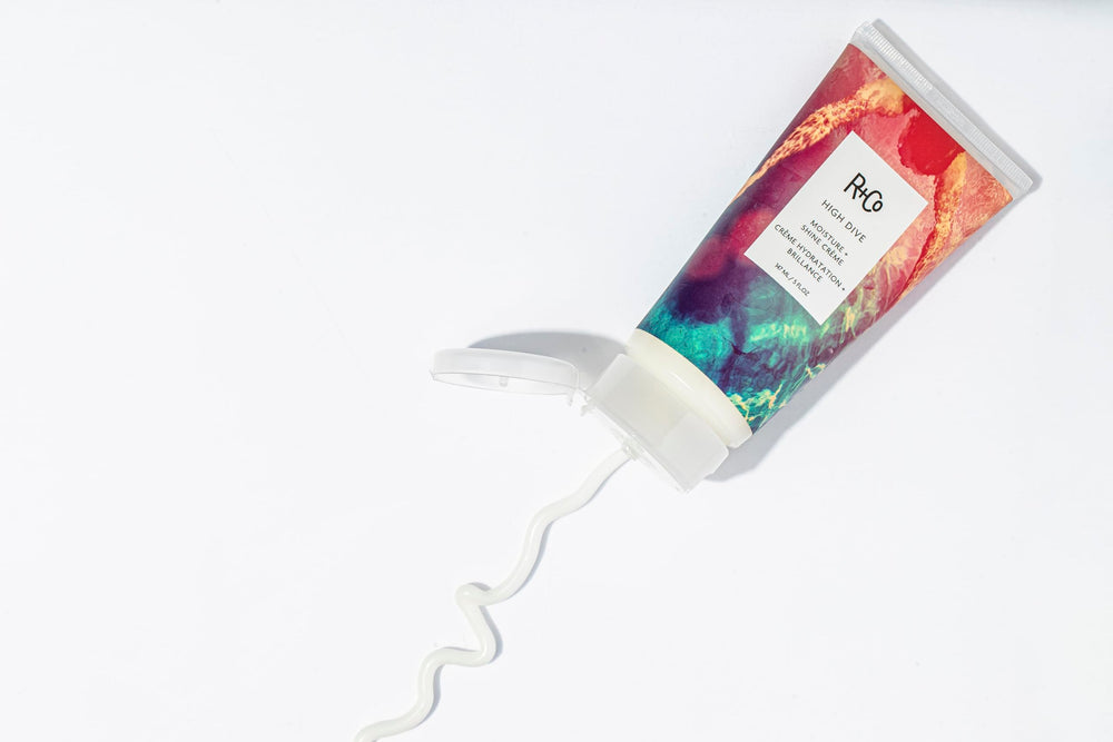 R+Co High Dive glow on styled strands after use.