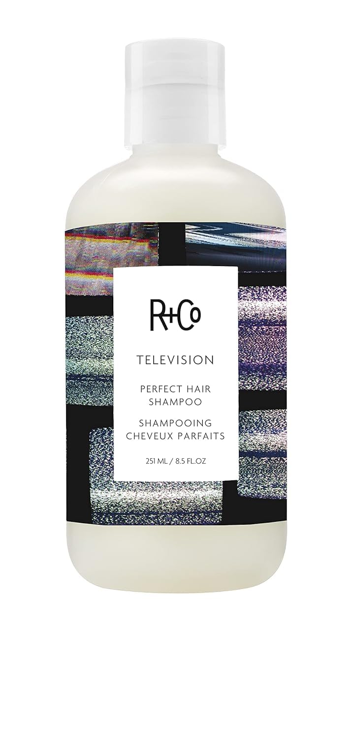 R+Co Television Perfect Hair Shampoo bottle adds body and shine for camera-ready hair