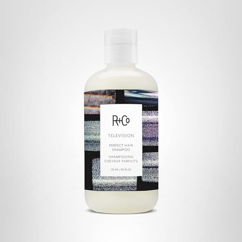 R+Co Television Perfect Hair Shampoo on shelf conveys professional quality