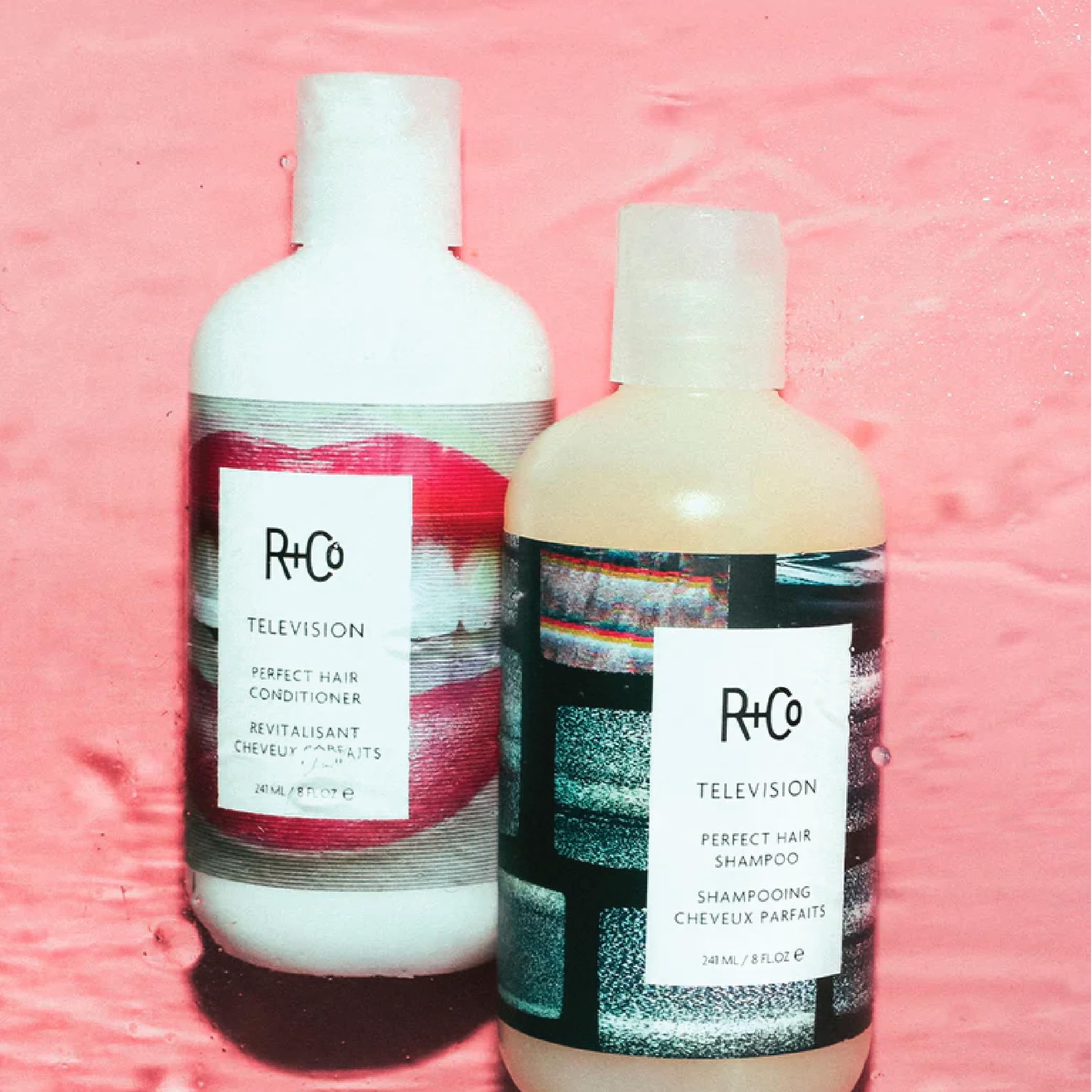 R+Co Television Perfect use image shows detangled, smooth hair from the set