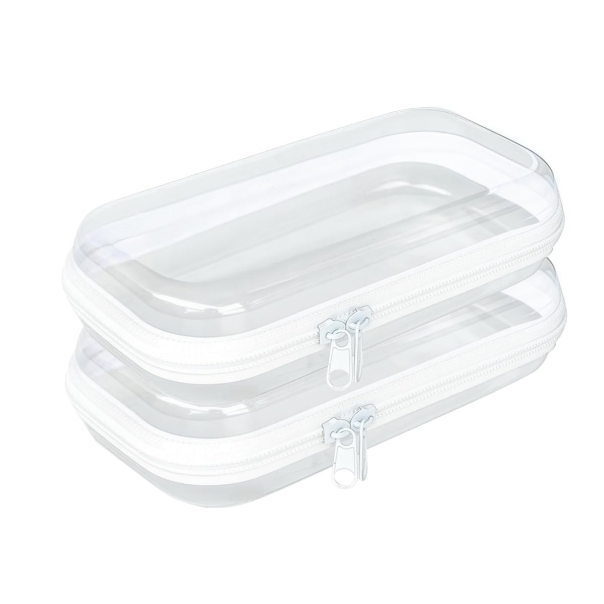 Rdttlv Thickened Clear Hard Shell Zipper Case front view shows sturdy protection and easy content identification.
