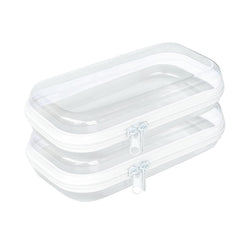 Rdttlv Thickened Clear Hard Shell Zipper Case front view shows sturdy protection and easy content identification.