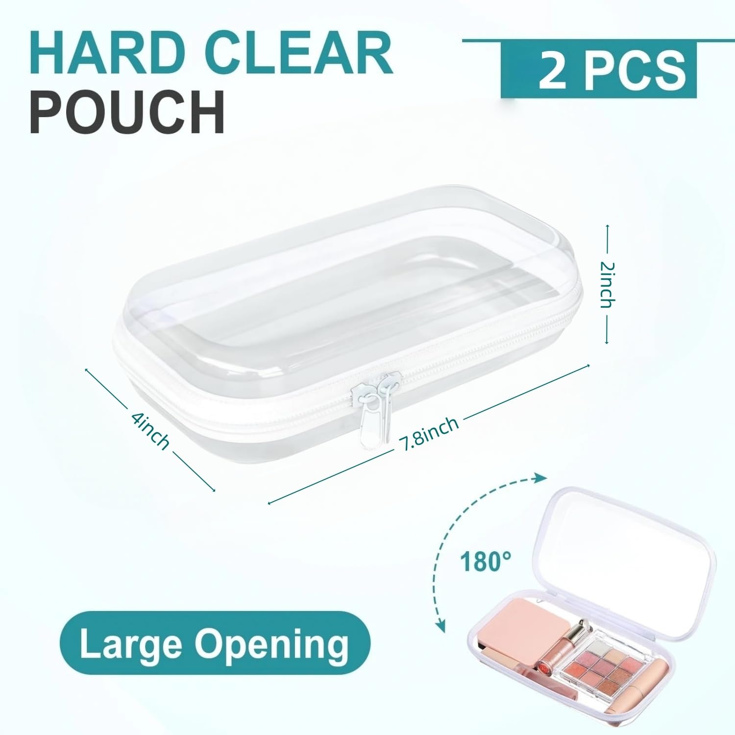 Rdttlv Thickened Clear Hard Shell Zipper Case open view highlights organized storage for daily tasks.