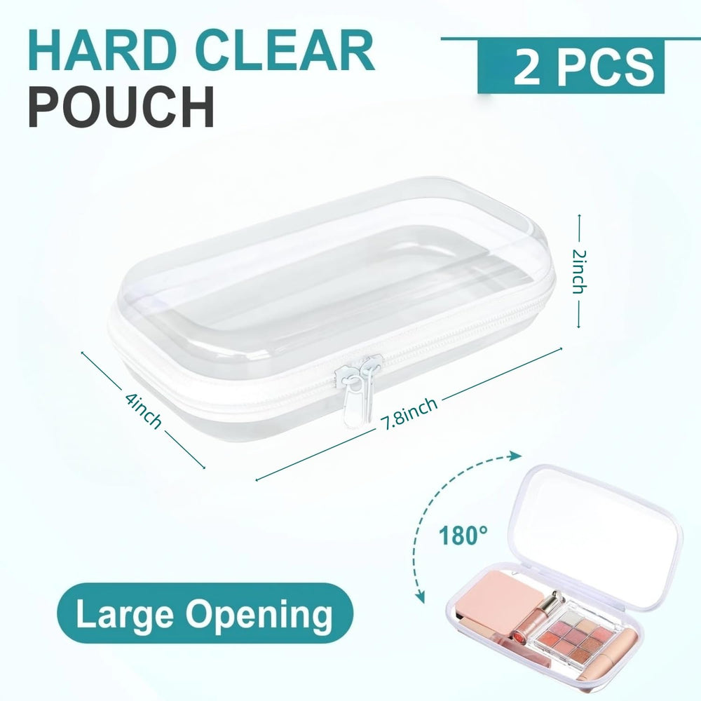 Rdttlv Thickened Clear Hard Shell Zipper Case open view highlights organized storage for daily tasks.