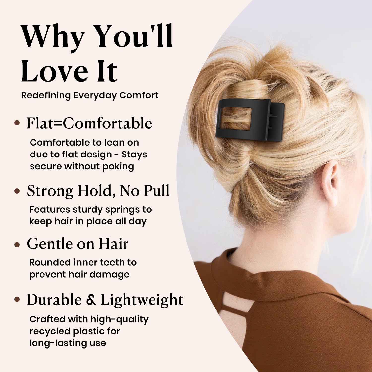 RDUQM flat clip workout hold, stays in place during activity.