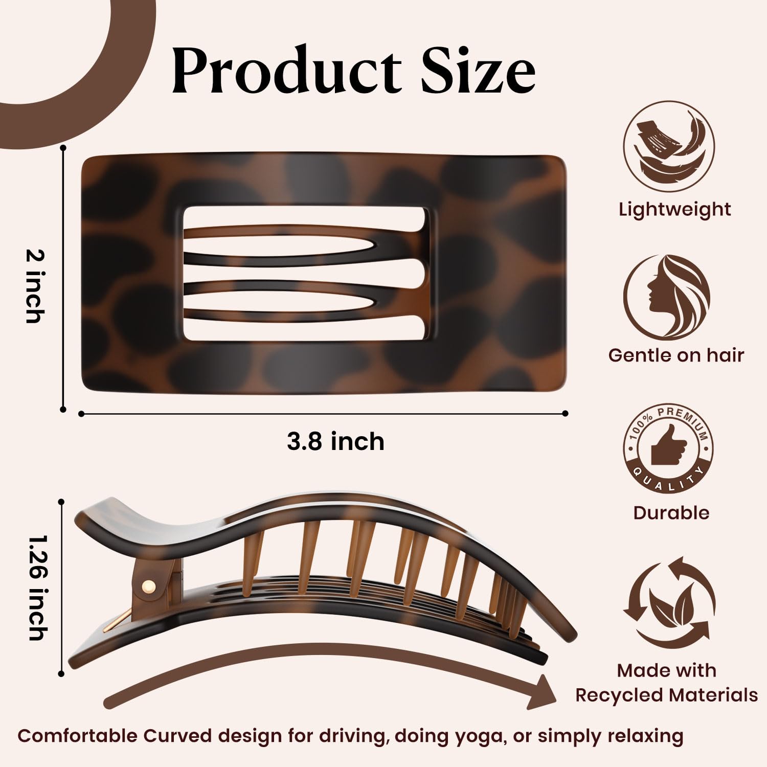 RDUQM polycarbonate clip material, durable and feather-light for daily wear.