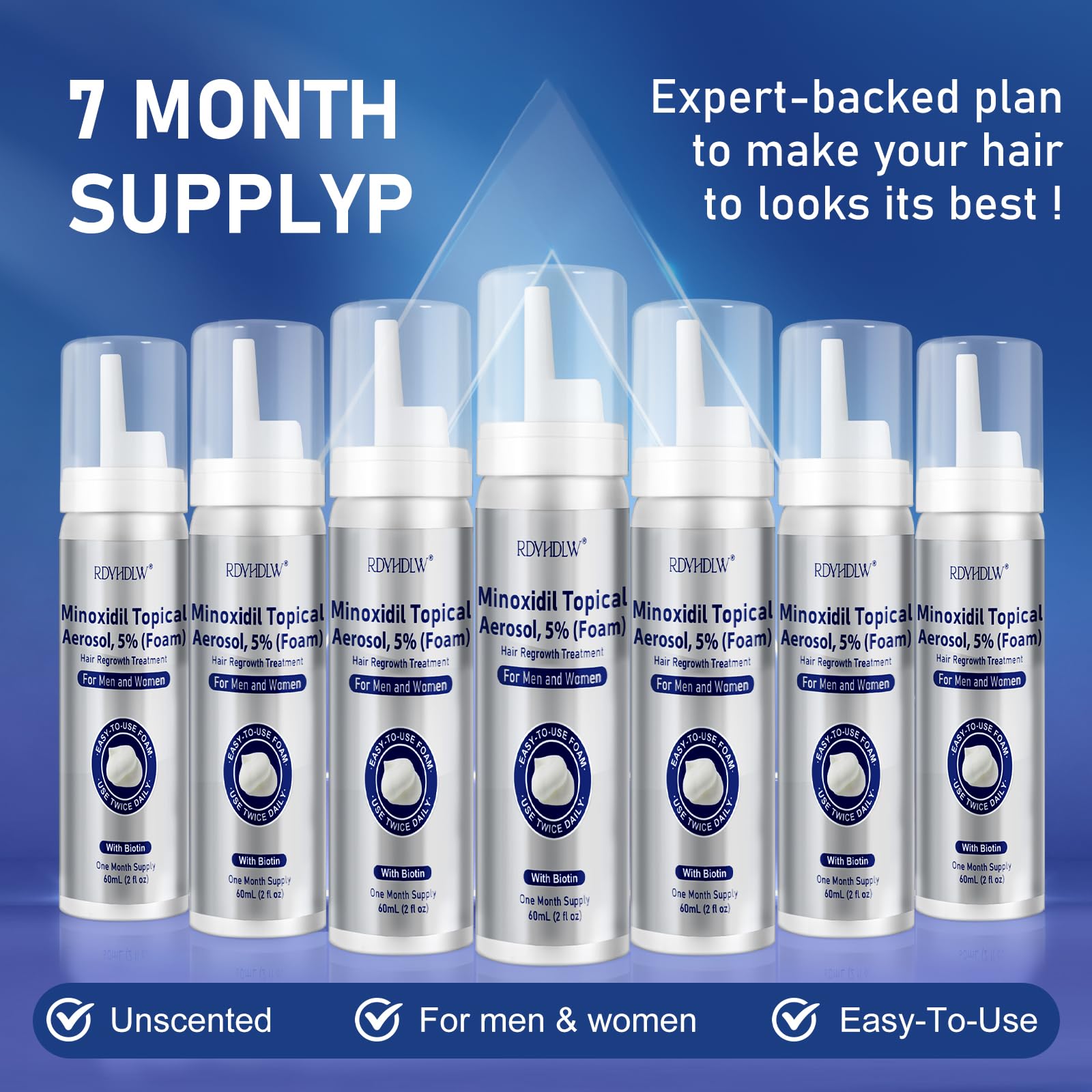 RDVHDLW minoxidil foam enriched with biotin for hair nourishment