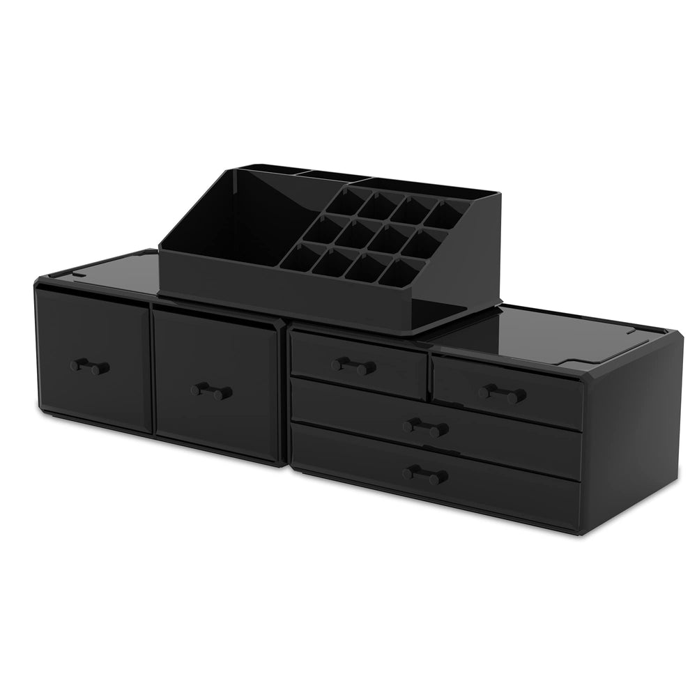 ReadAEER vanity storage on a dresser for everyday makeup organization