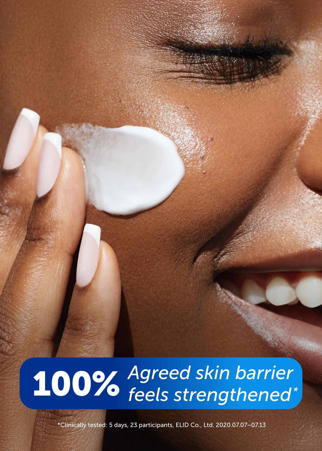 Real Barrier Extreme Cream on hydrated skin after application for a dewy look.