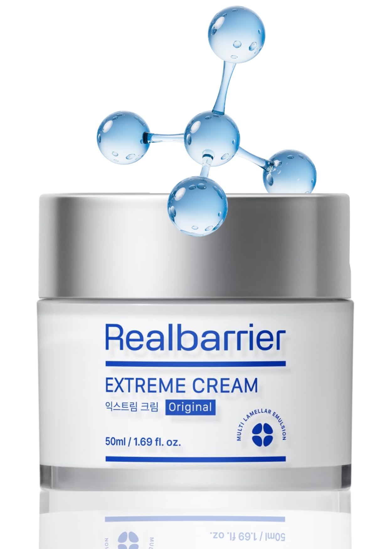 Real Barrier Extreme Cream jar close-up showing rich texture for sensitive skin hydration.