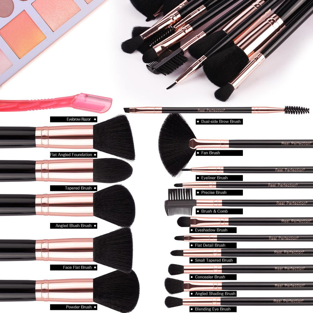 Real Perfection foundation brush shows soft synthetic bristles for smooth, streak-free skin.