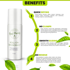 Real Purity Roll-On application on skin showing dry feel after use and long-lasting freshness.