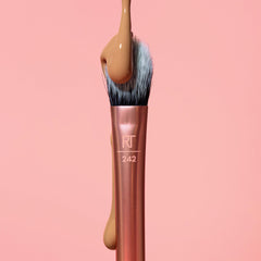 Real Techniques kitten-paw under-eye brush supports brightening application for lifted look
