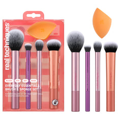 Real Techniques Everyday Essentials Set packaging shown as a stylish gift-ready bundle