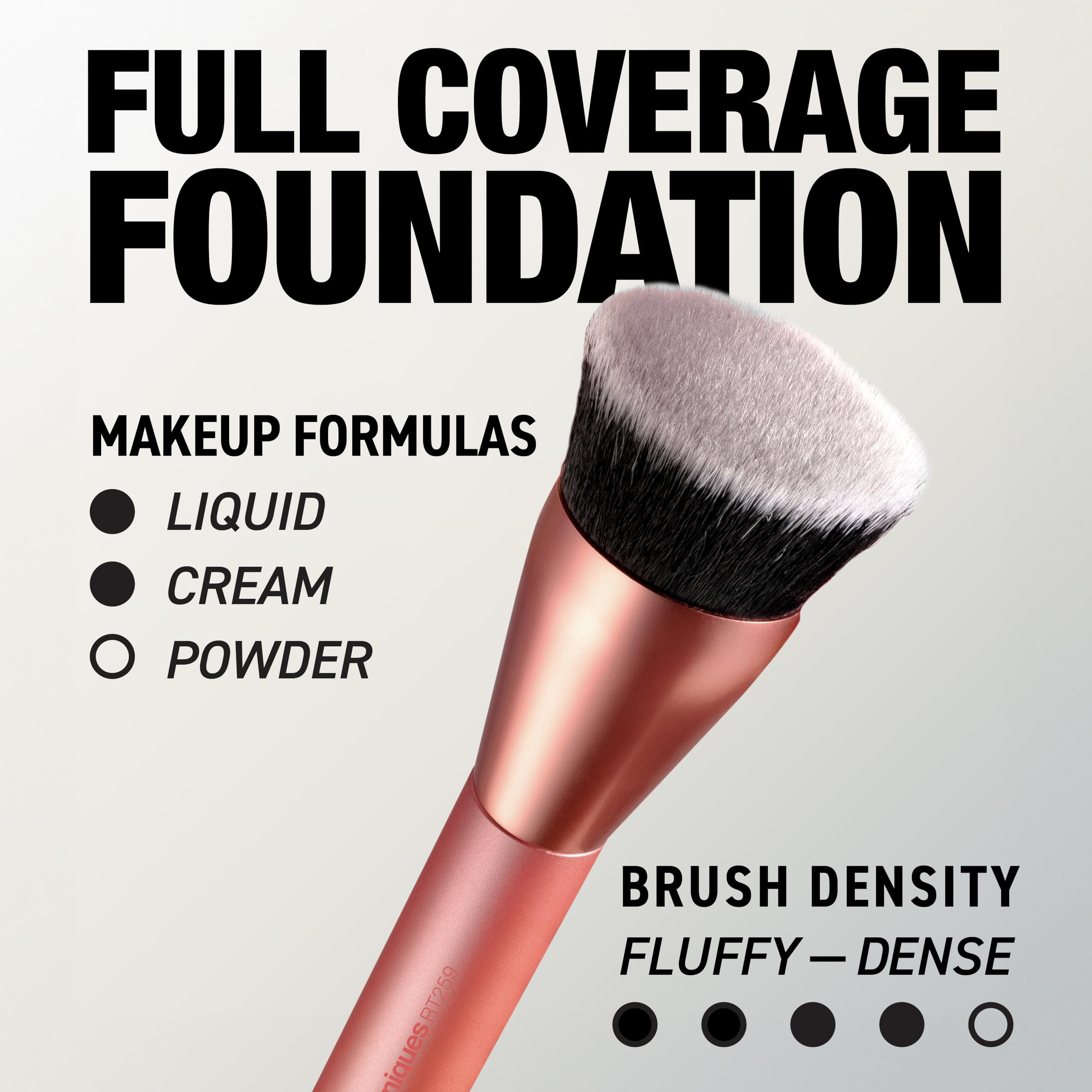 Real Techniques Glow Round Base Brush dense bristles for precise pickup and blending.