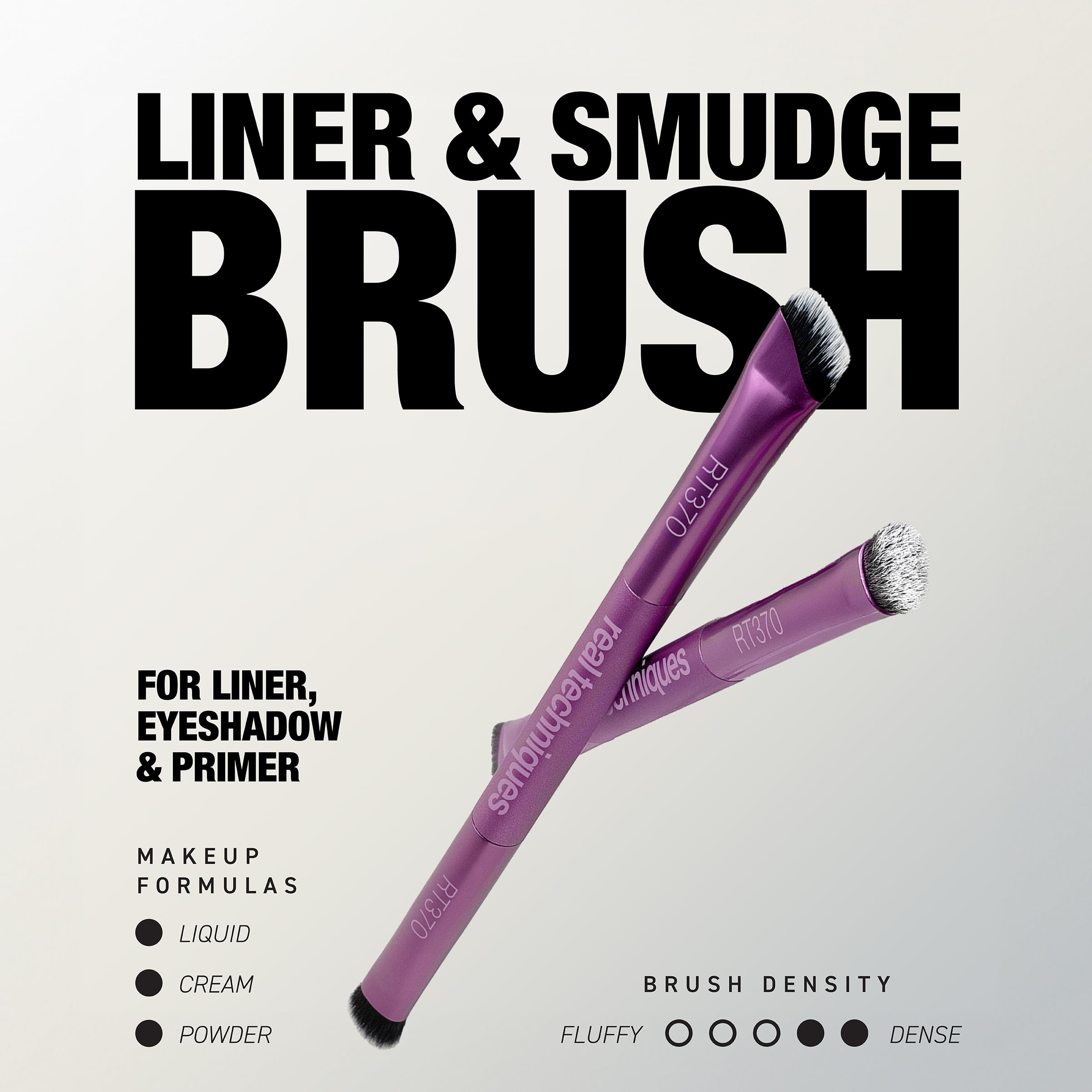 Real Techniques Liner & Smudge Brush soft bristles glide softly for delicate eye makeup.