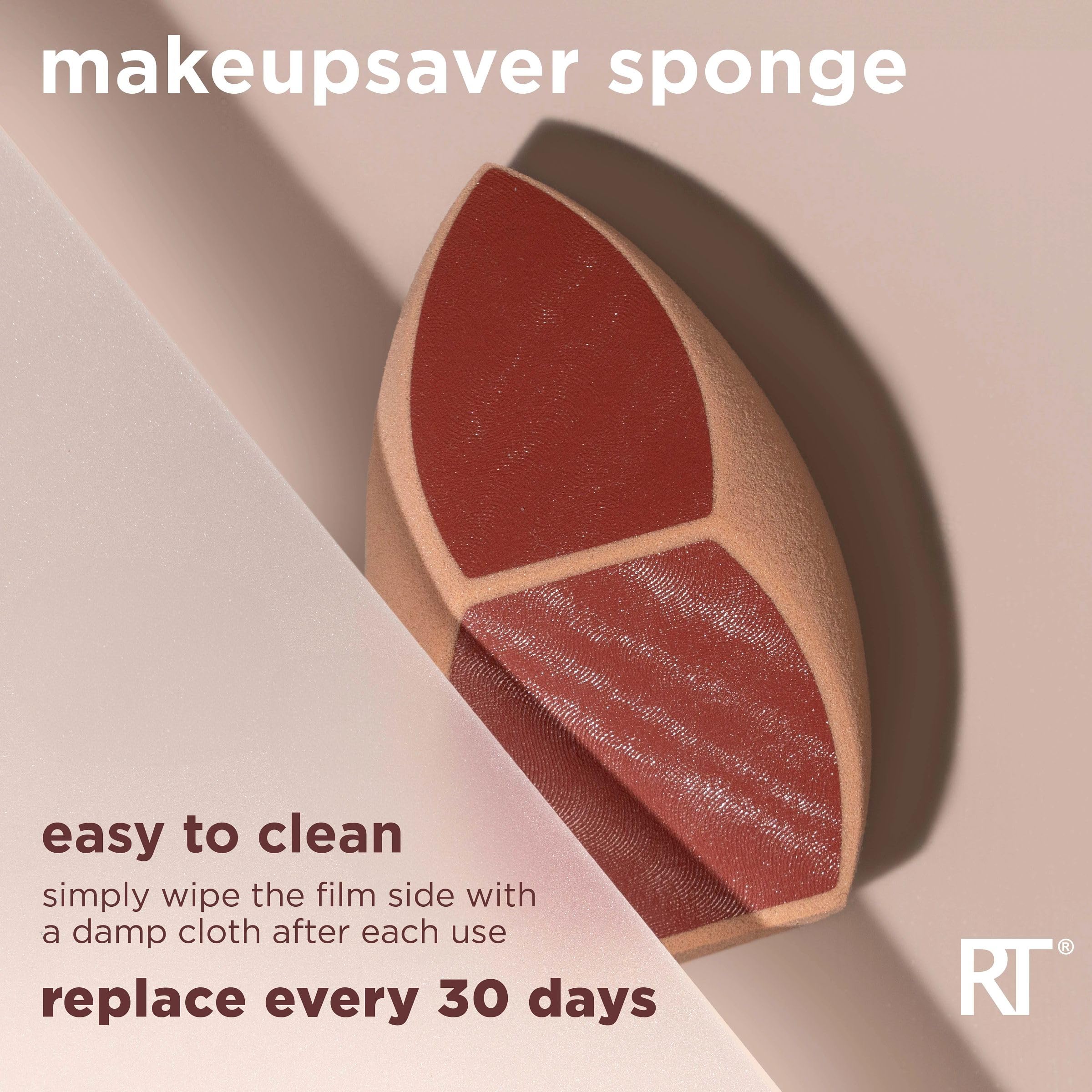 Real Techniques Makeupsaver Sponge used dry for best results on skin.