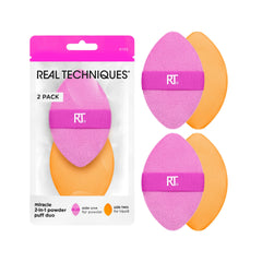 Real Techniques Miracle 2-in-1 pink-side puff applying powder for a soft base.