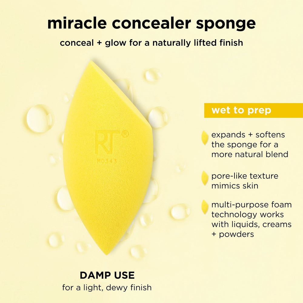 Real Techniques Miracle Concealer Sponge delivers a seamless, natural finish.