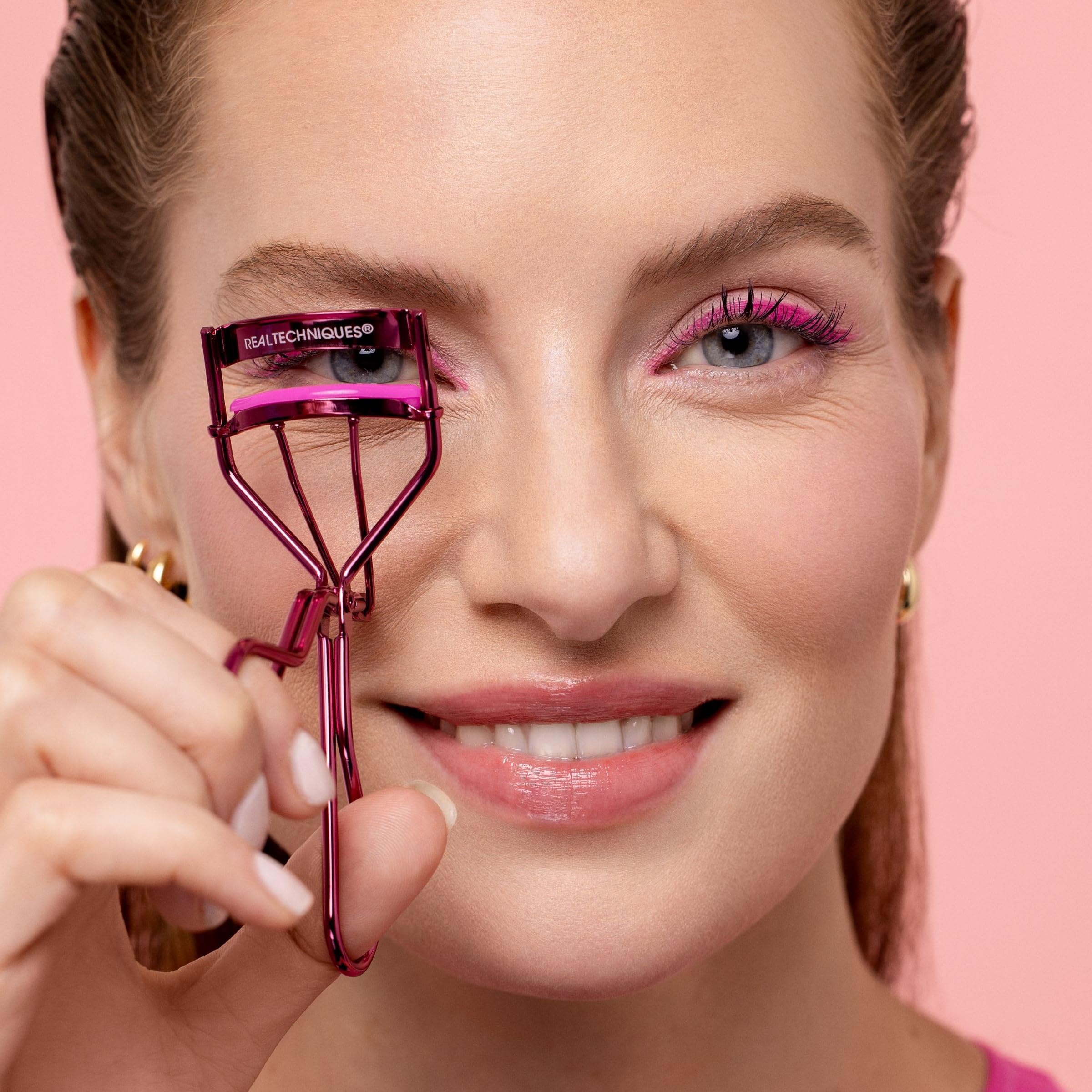 Real Techniques Miracle Eyelash Curler used before mascara for curl hold