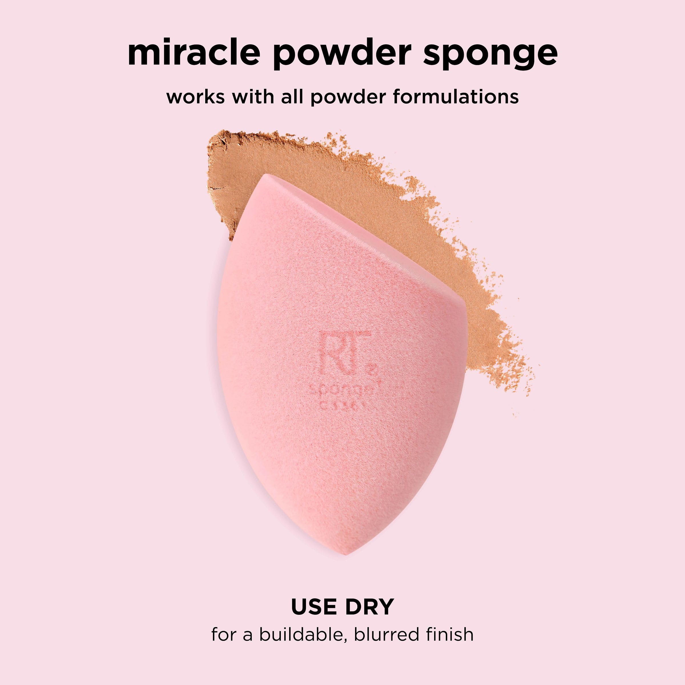 Real Techniques Miracle Powder Sponge dry use for a matte finish.