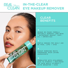 Real Techniques Real Clean In-The-Clear, fórmula bifásica, elimina maquillaje resistente con frescura.