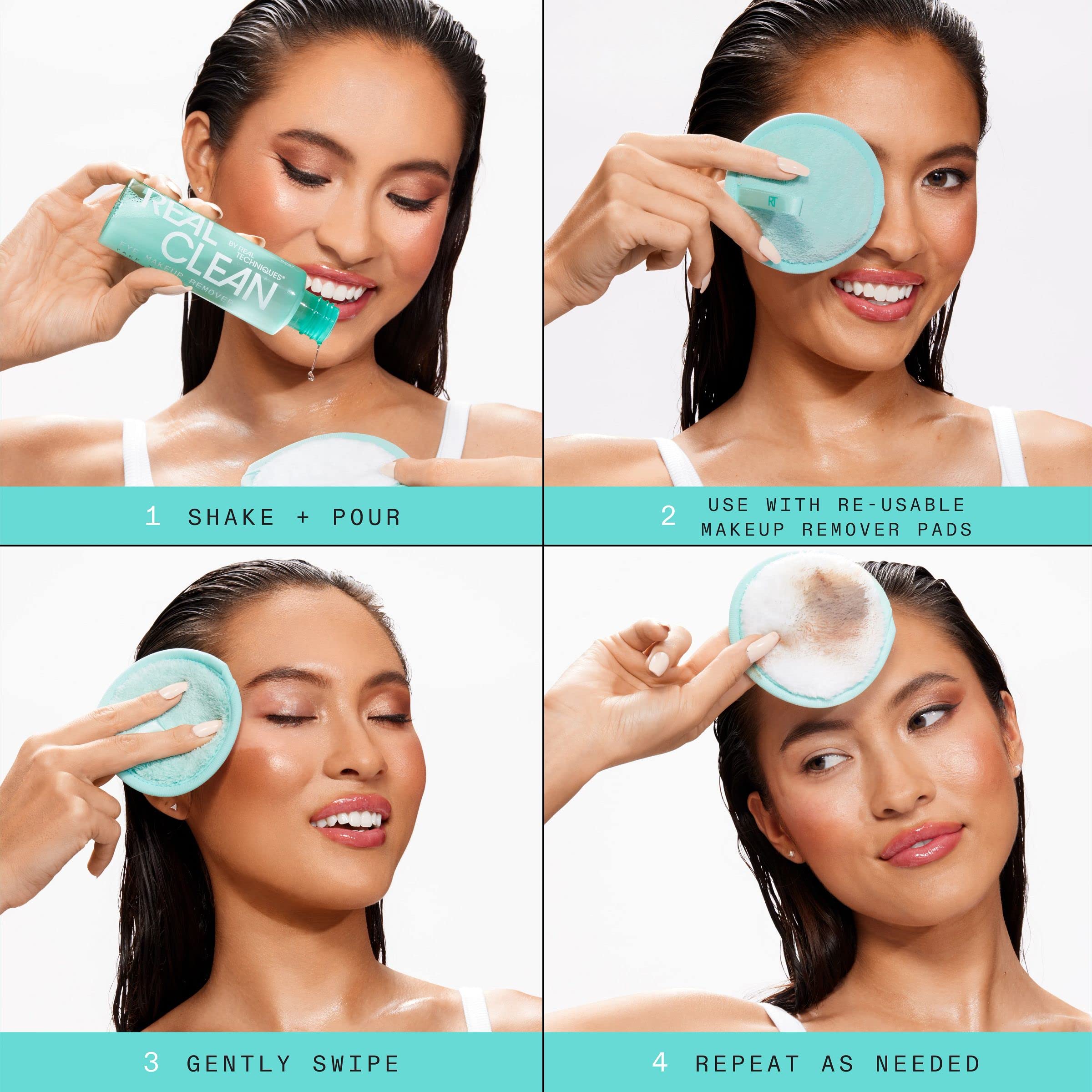 Real Techniques Real Clean In-The-Clear, ingredientes activos que cuidan la piel durante la limpieza.