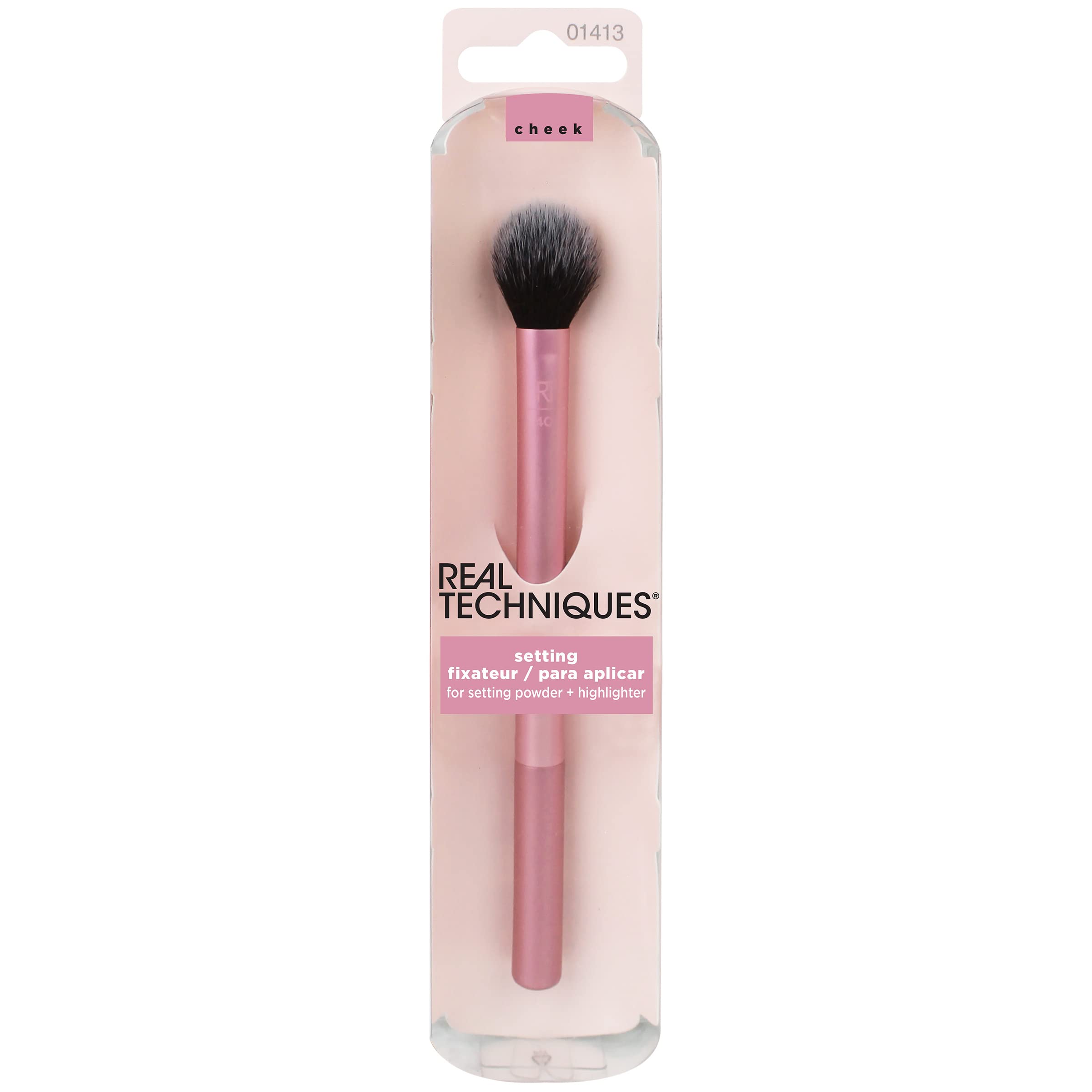 Real Techniques Setting Brush shows extended aluminum ferrules for durability and seamless blending.