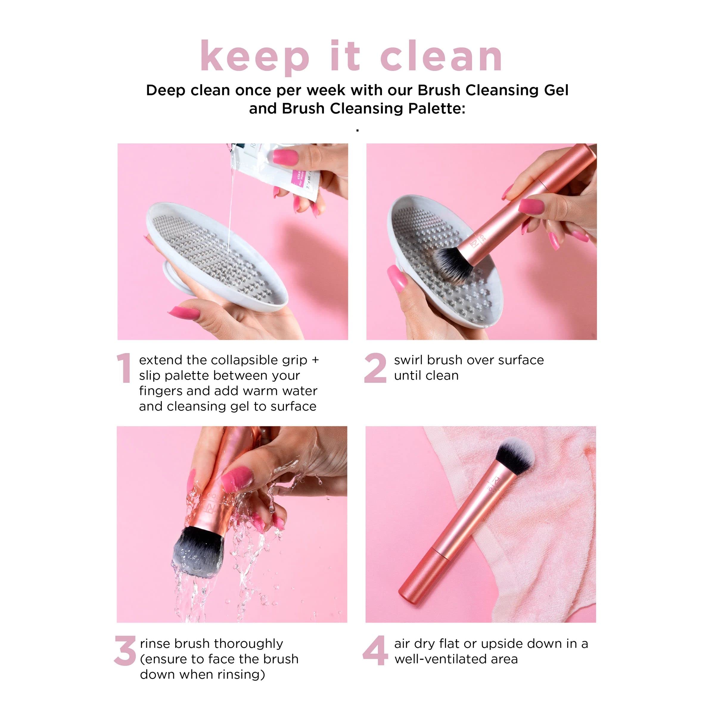 Real Techniques Setting Brush showcases balanced handle and bristles for smooth application.