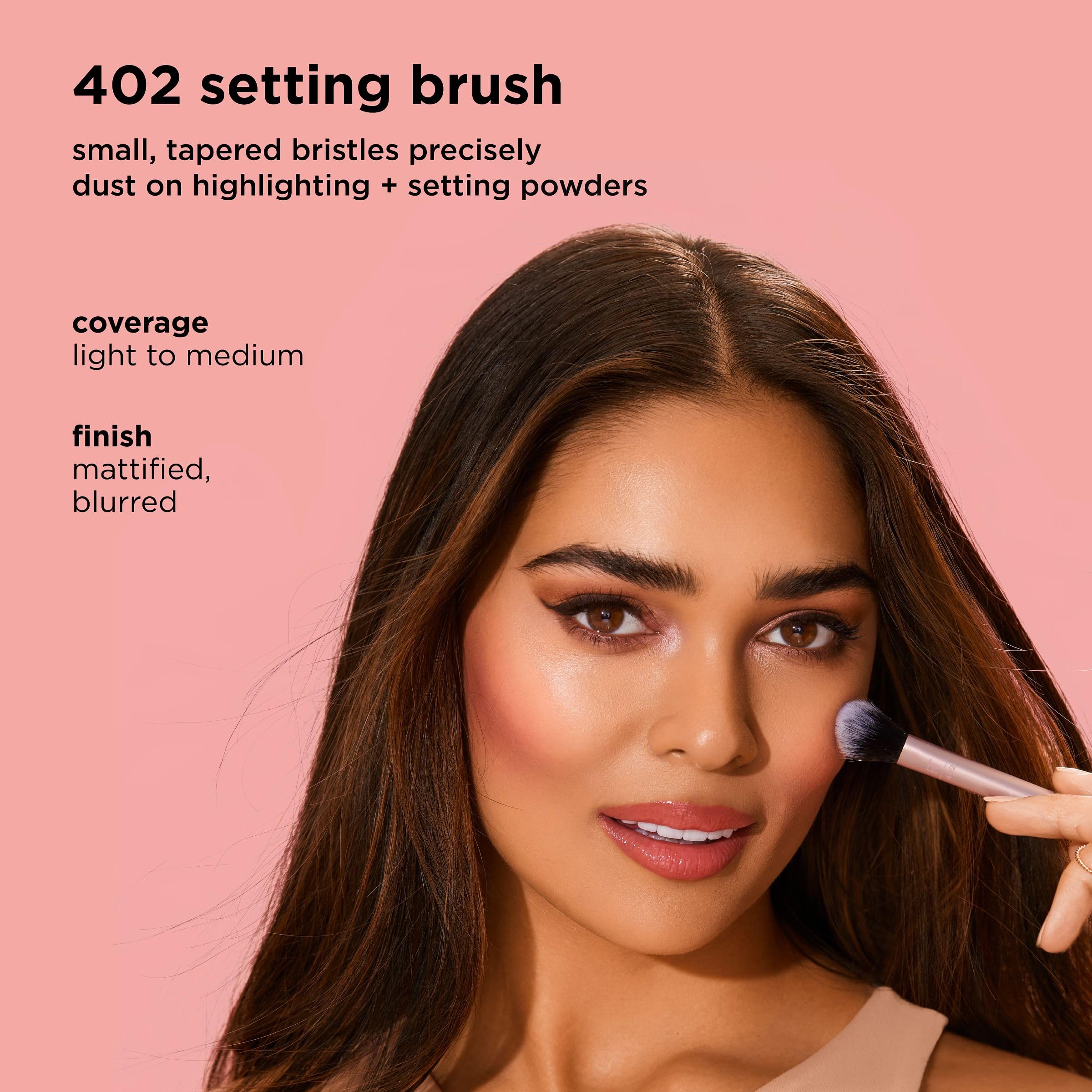 Real Techniques Setting Brush small tapered head enables targeted powder placement.