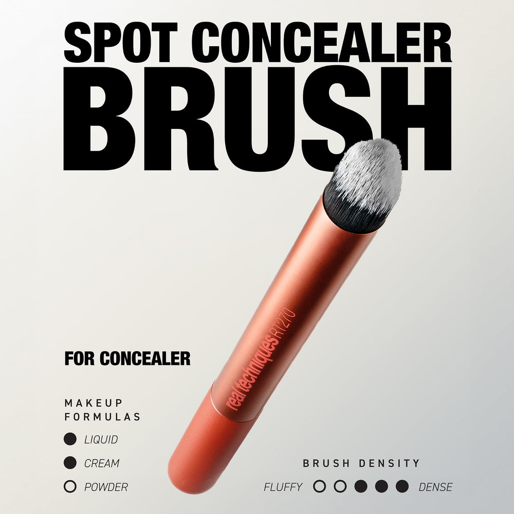 Real Techniques Spot Concealer Brush reaches nose and mouth area for seamless blending.