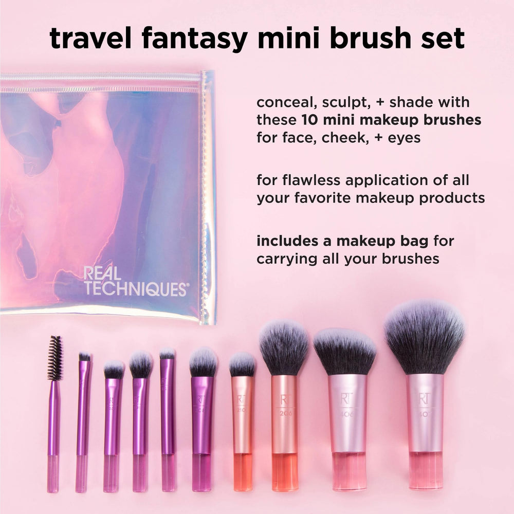 Real Techniques Travel Fantasy Mini Multitask Brush 407 for versatile makeup applications.
