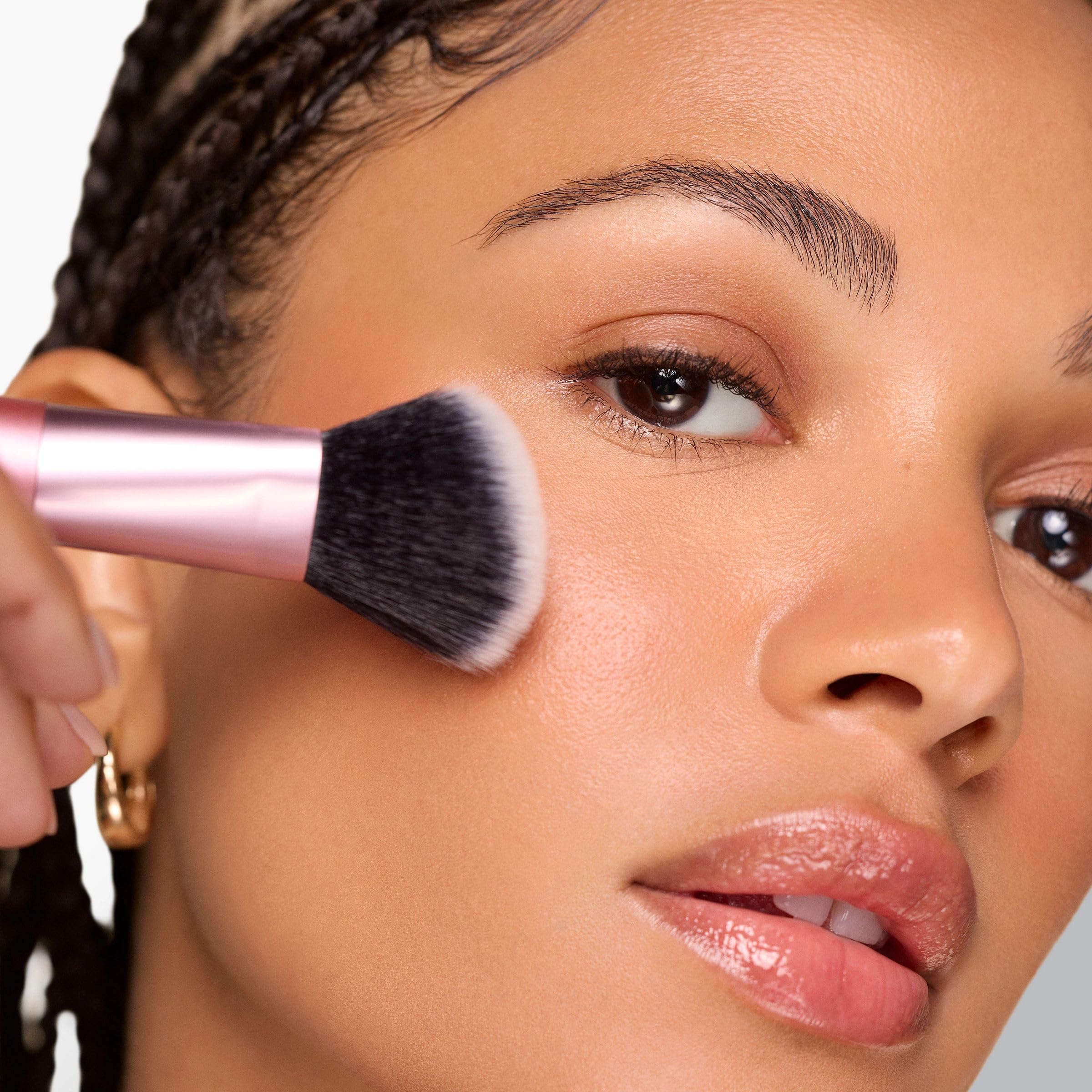 Real Techniques Ultimate Multi-Tasker Brush blends bronzer and blush with buildable coverage.