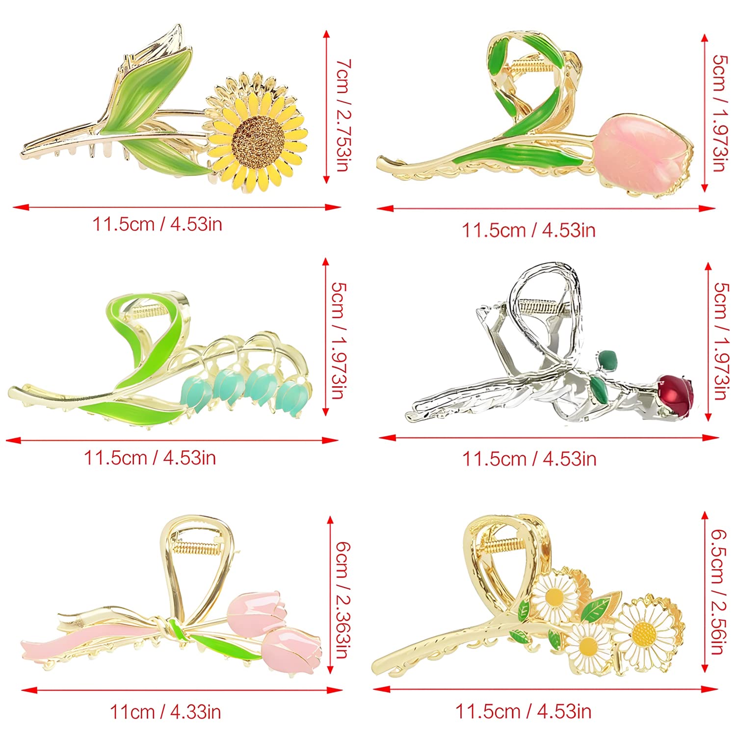 REALHUNLEE garras flor lirio lujo: agarre seguro para moños y colas