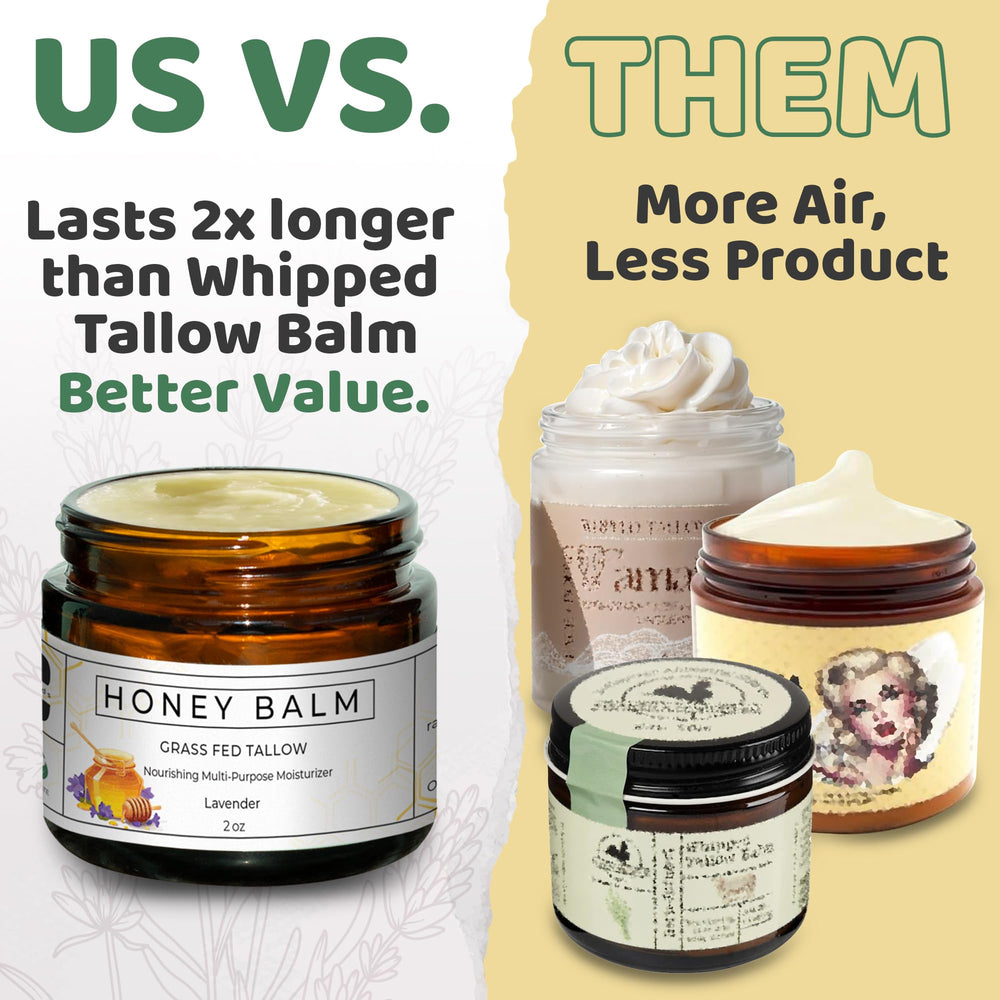 Really Good Blends Tallow Honey Balm use on face and body—deep hydration.