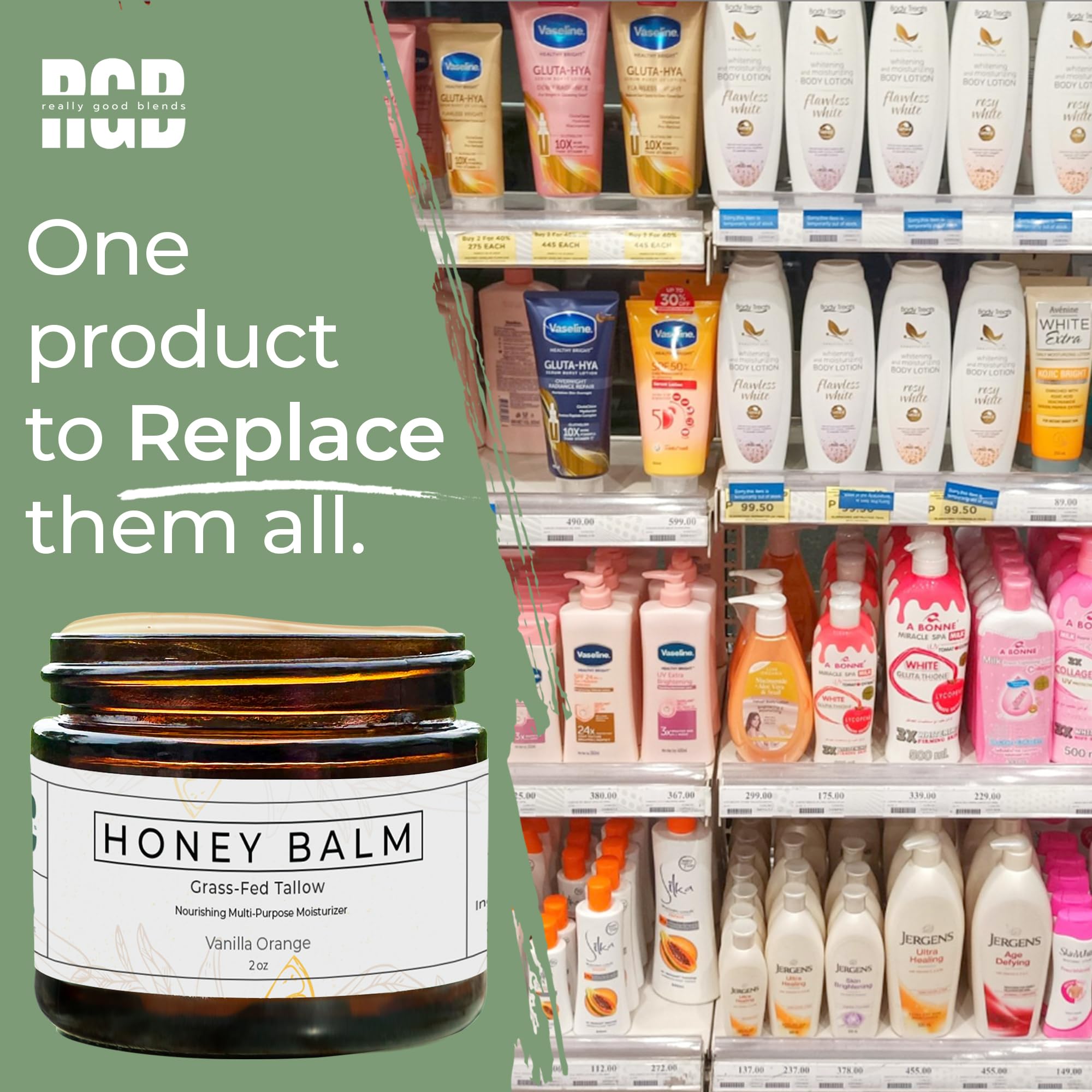 Really Good Blends balm applied to the face for gentle, daily hydration.