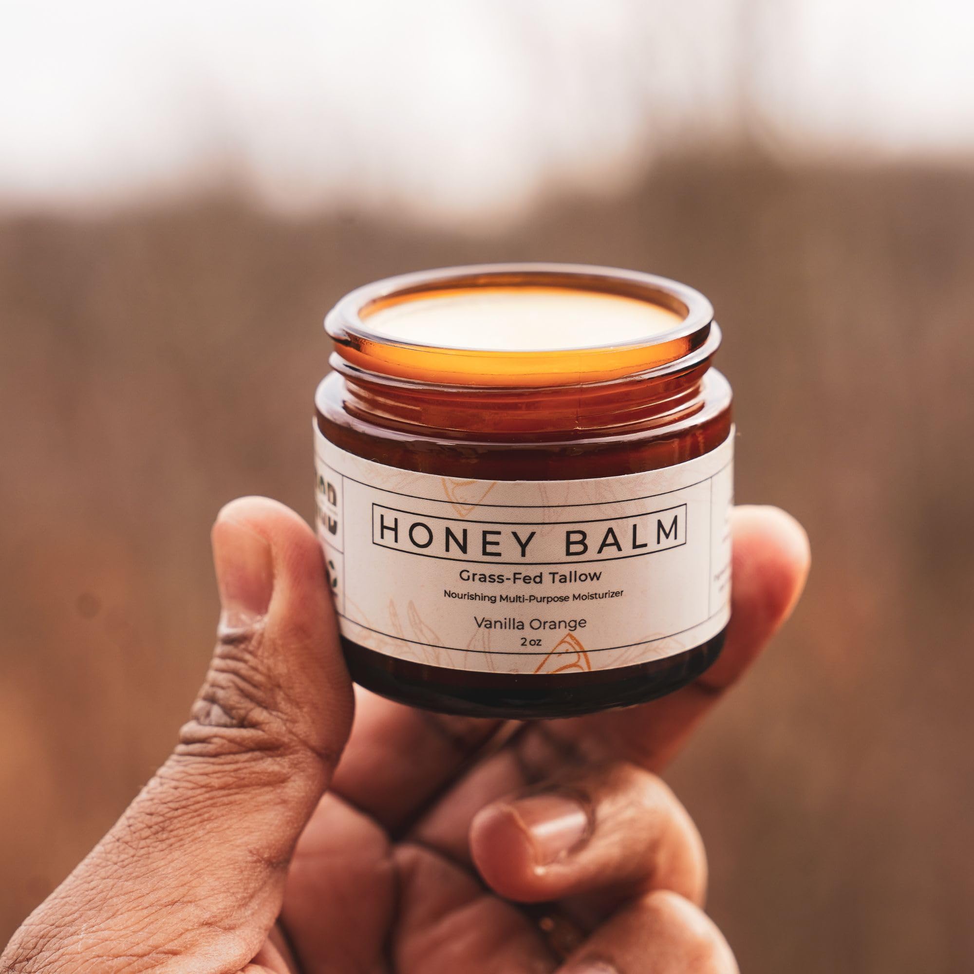 Really Good Blends balm on hand demonstrates rich moisture for elbows and knuckles.