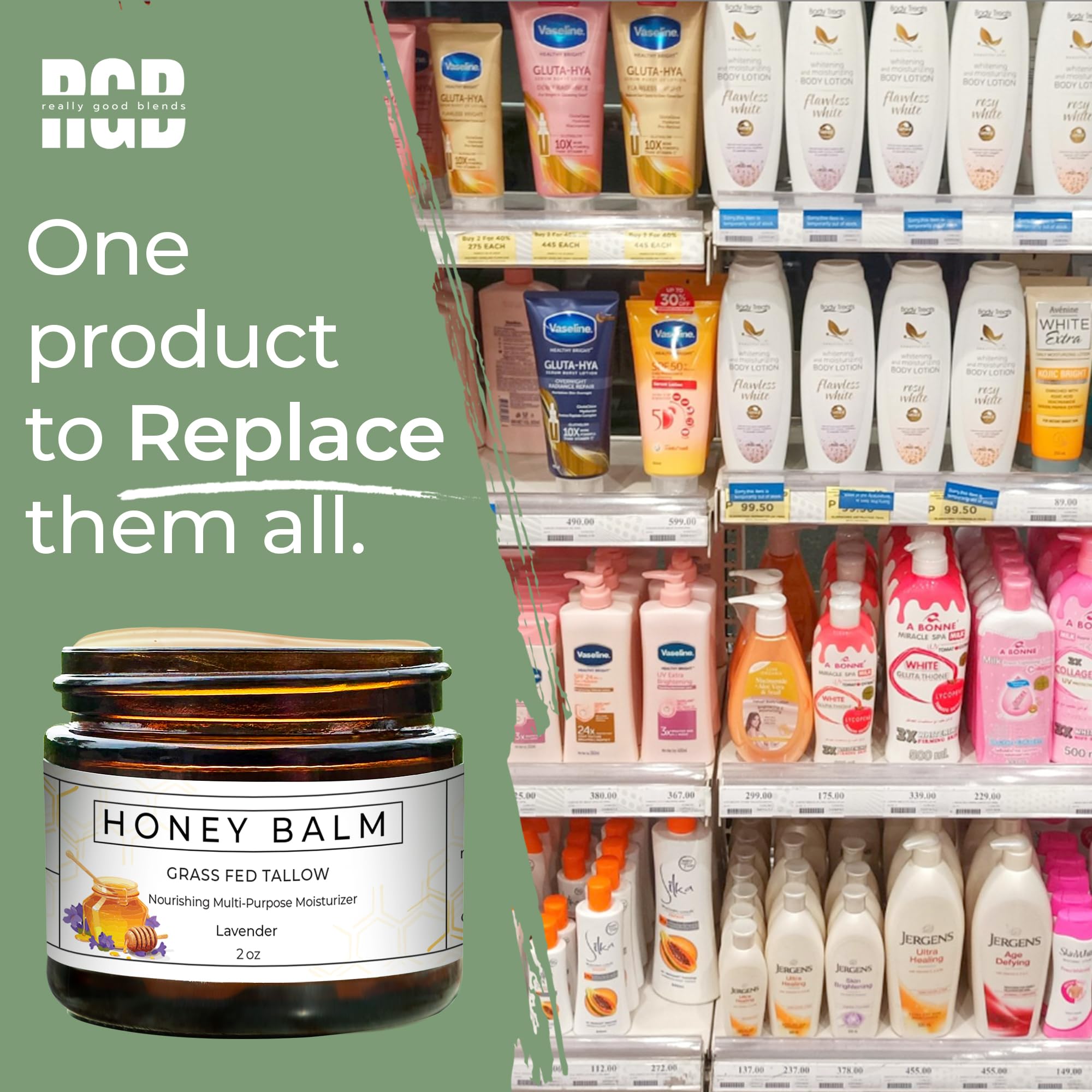 Really Good Blends packaging shows clean ingredients and a simple skincare routine.