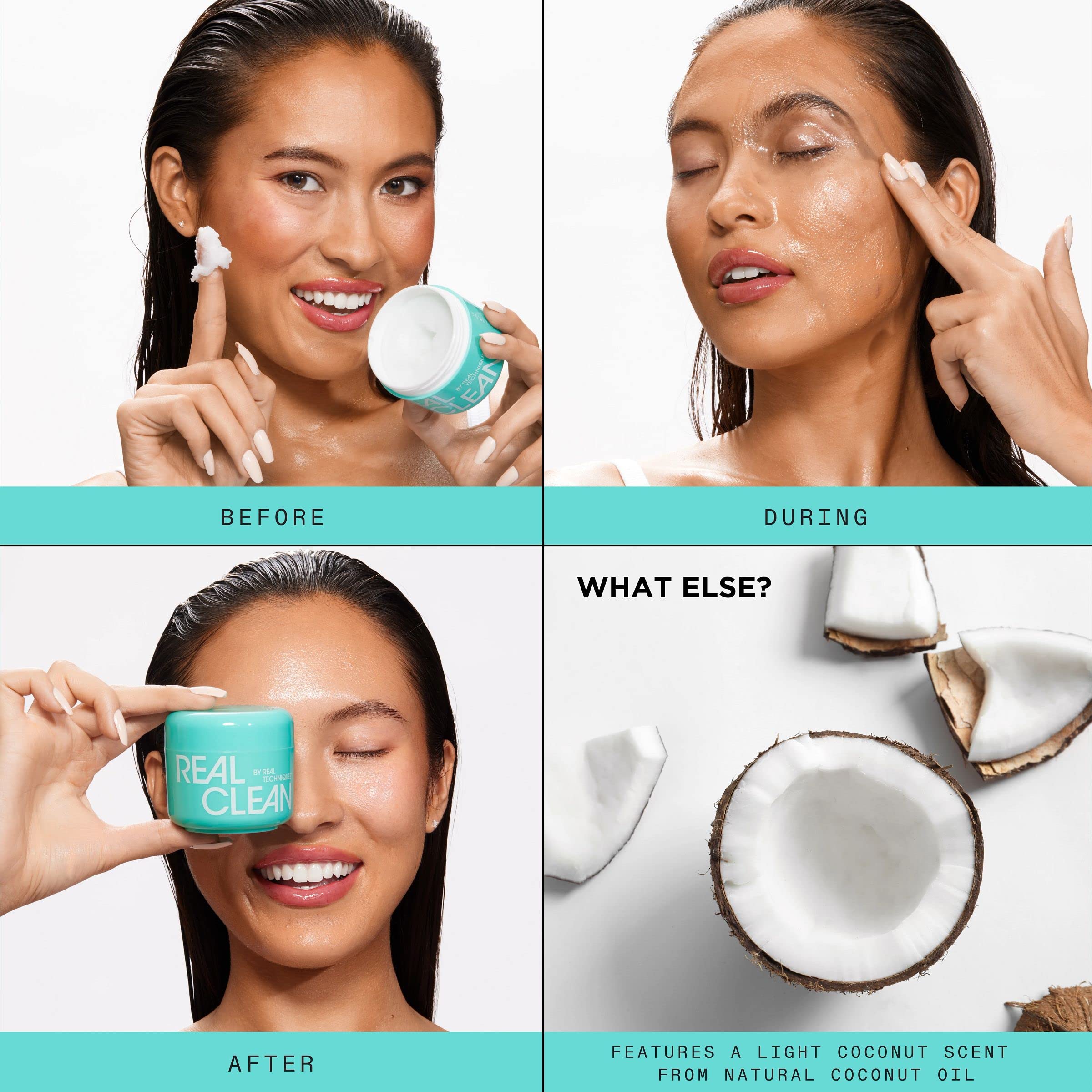 Real Techniques Face Erase Balm hidrata gracias a ácido hialurónico y coco.