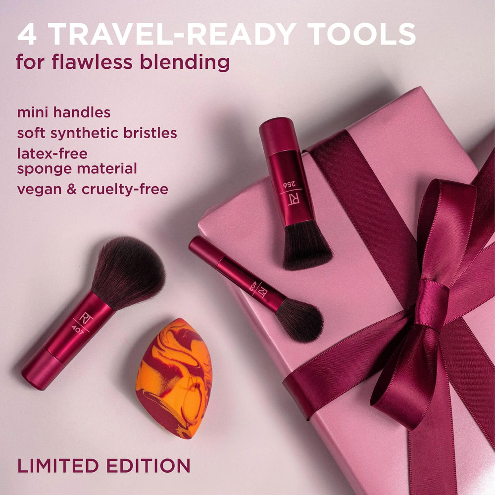 Real Techniques Mini Multi-Task Brush buffs powders and creams for seamless blending.