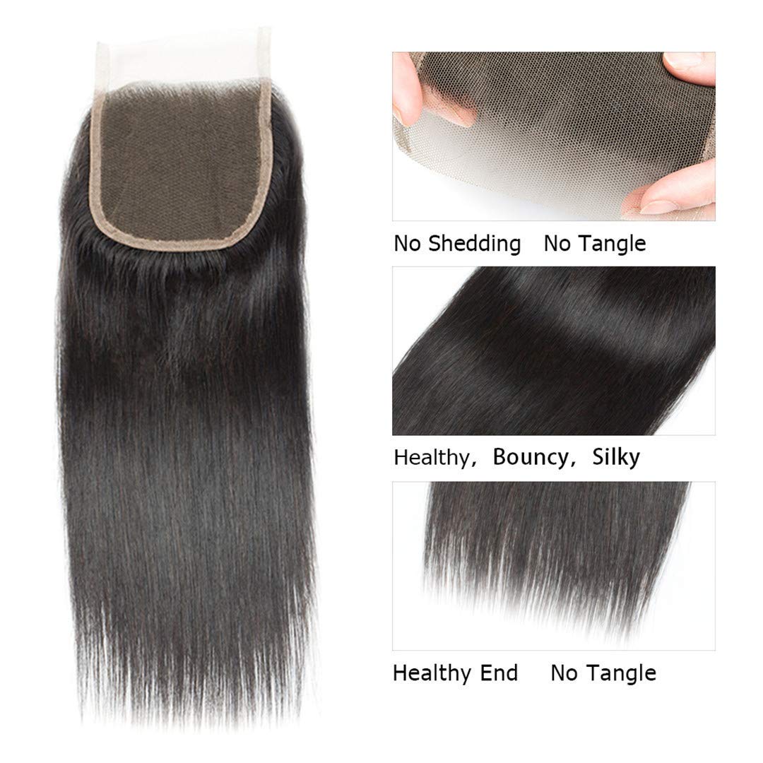 Rebasar 4x4 straight lace closure cap-construction shows natural parting.