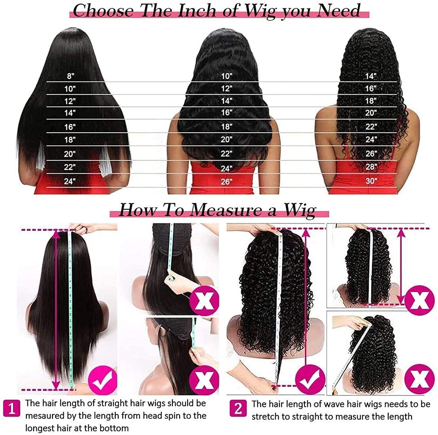 Rebasar Deep Wave Headband Wig 14-inch length displayed for proportion