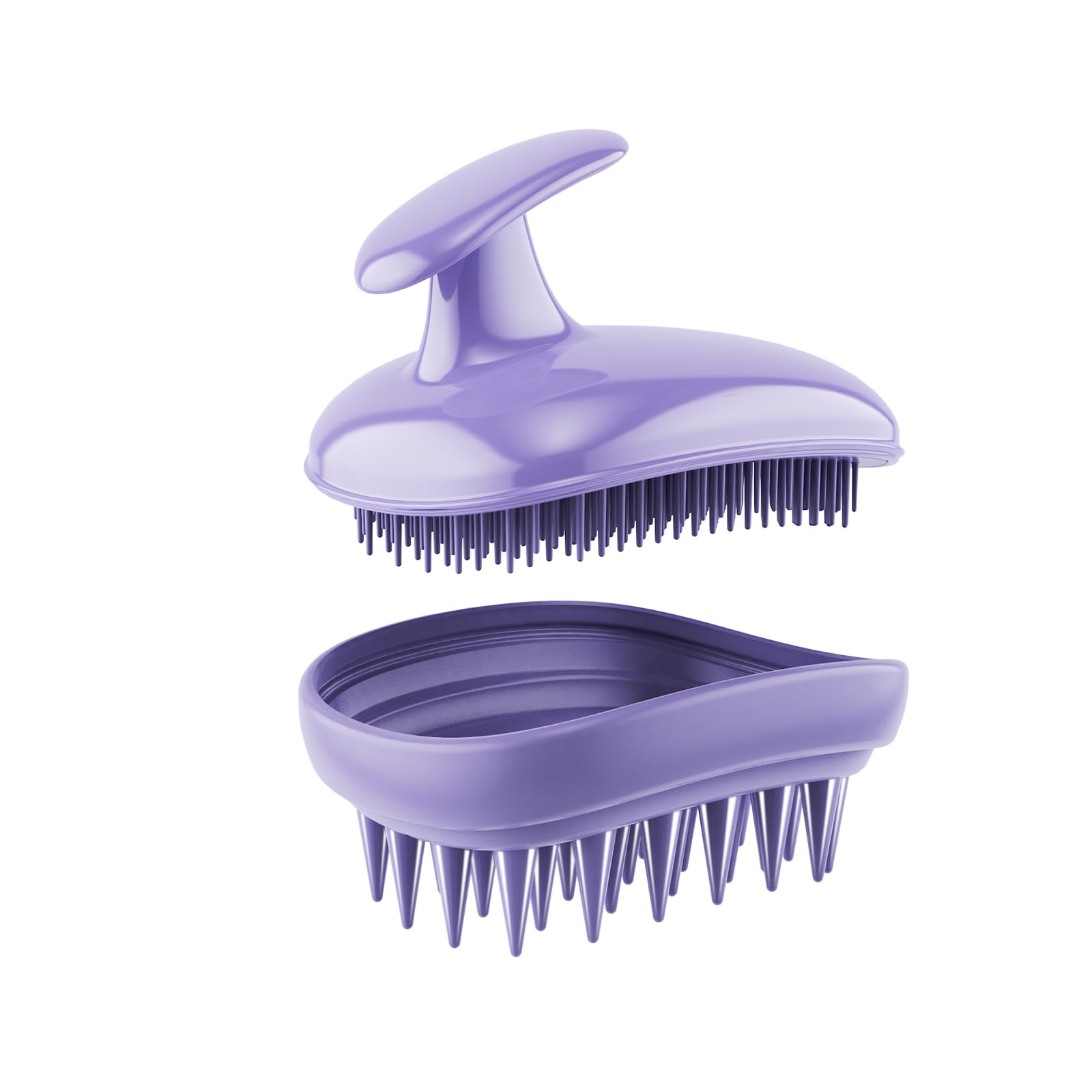 Rebex 2-in-1 scalp massager purple brush gently pampers the scalp during washing.