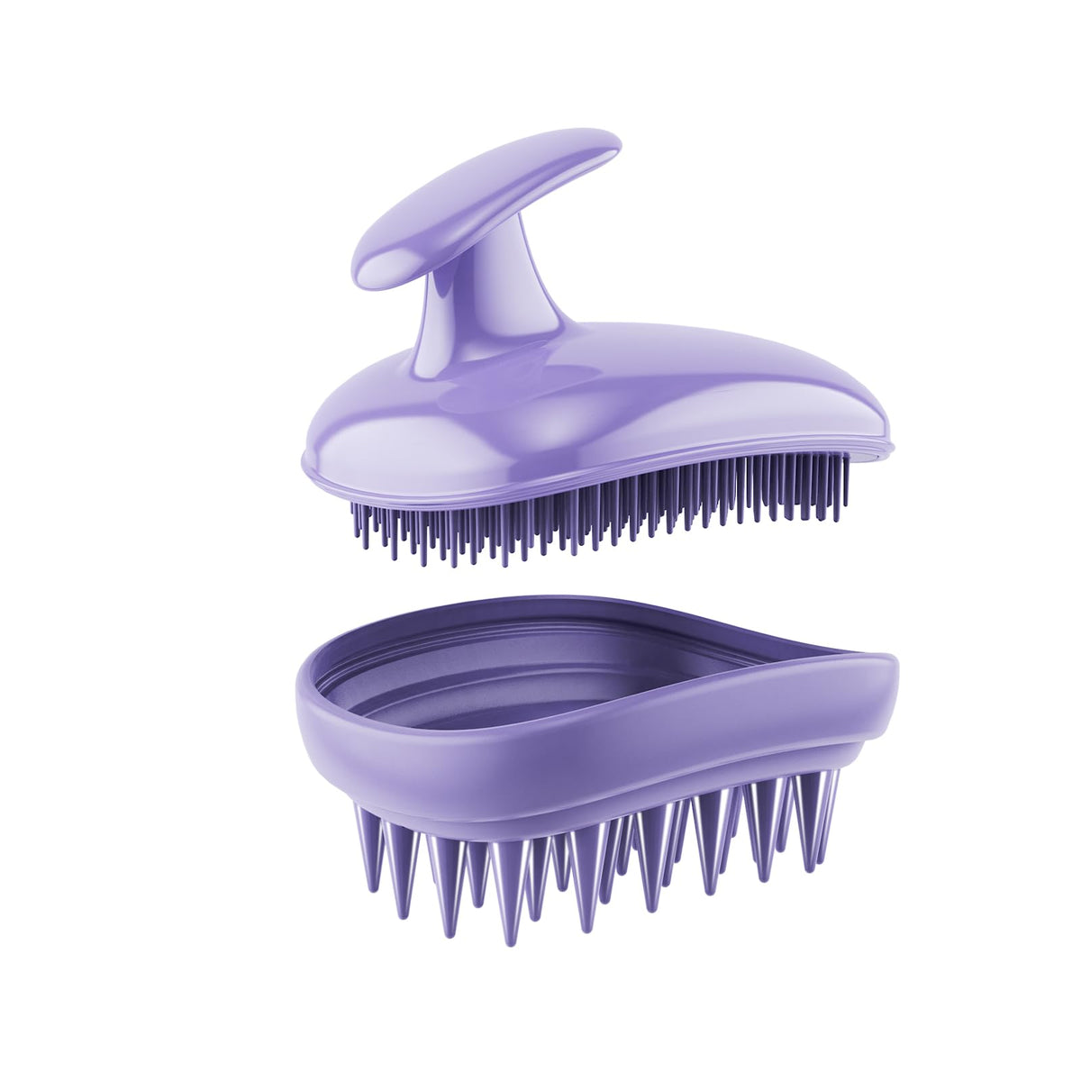Rebex 2-in-1 scalp massager purple brush gently pampers the scalp during washing.