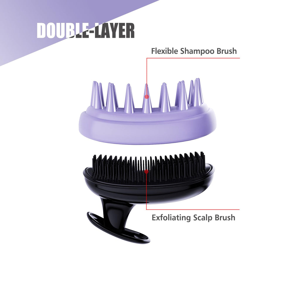 Rebex outer gentle bristles distribute shampoo to roots without tangling.