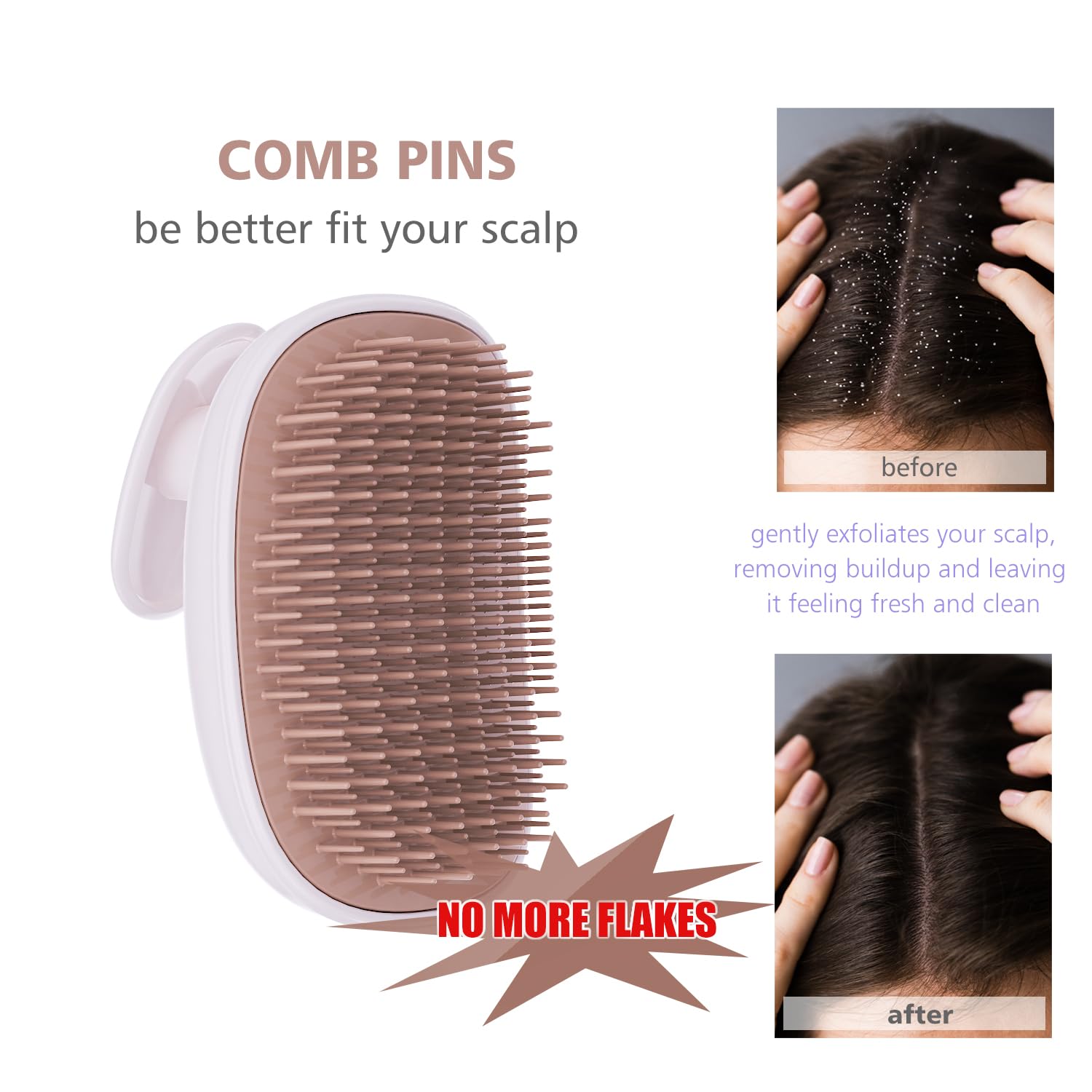 Rebex scalp massager in shower demonstrating massage and detangling during washing.