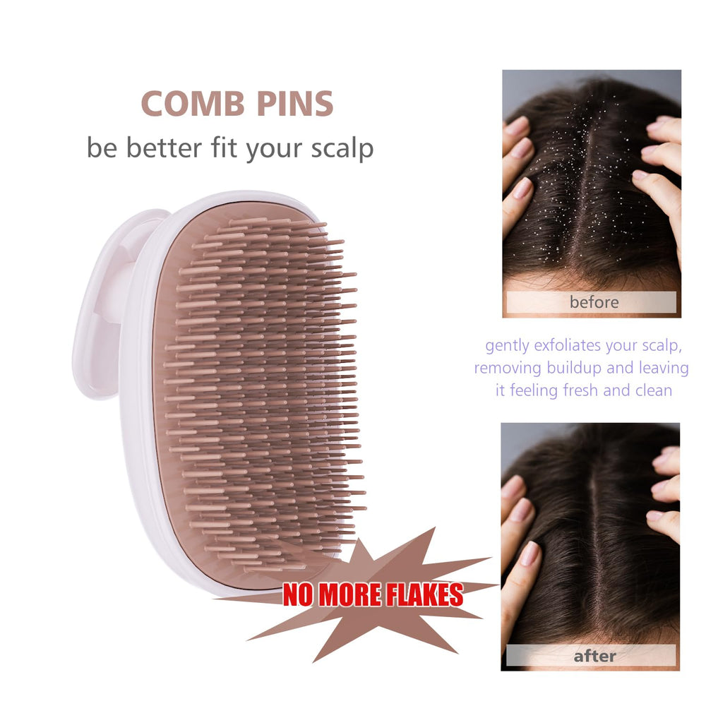 Rebex scalp massager in shower demonstrating massage and detangling during washing.