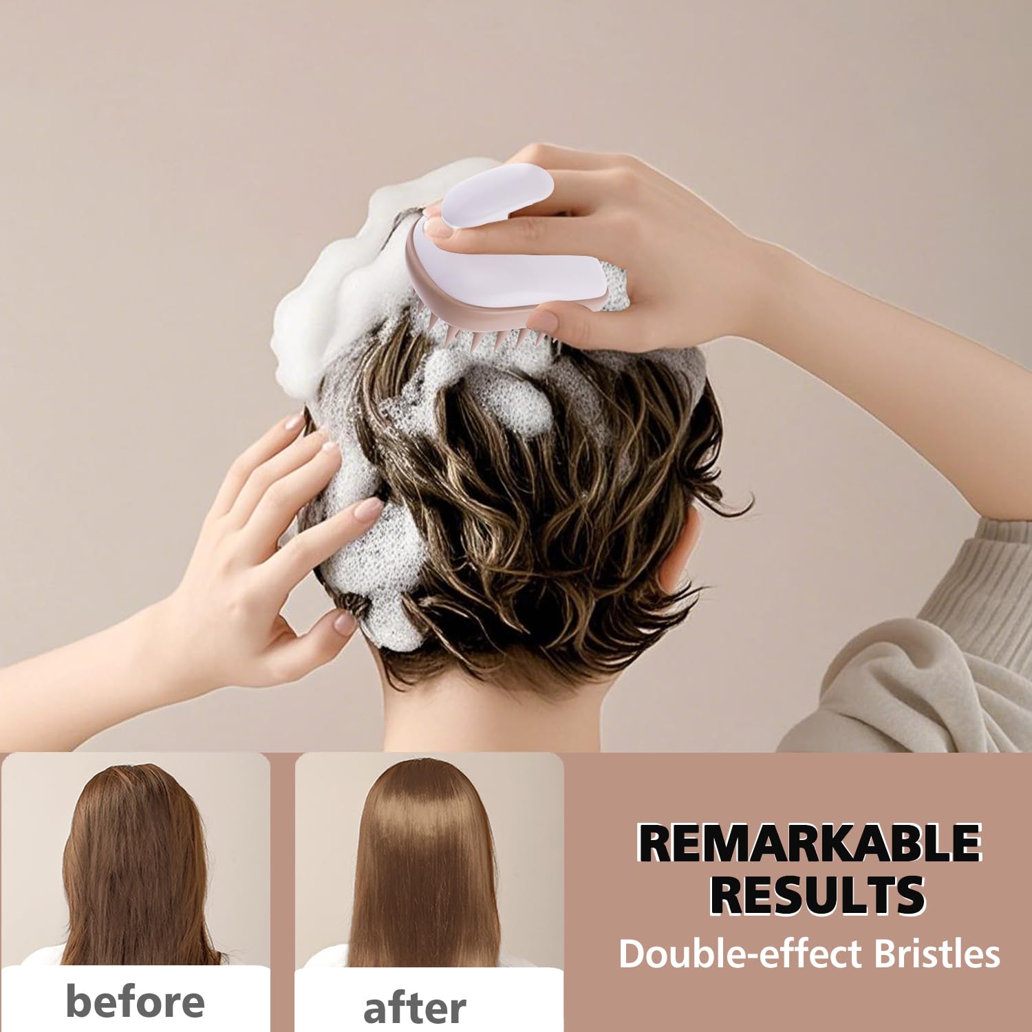 Rebex travel-friendly shampoo brush compact design fits in a bath bag.